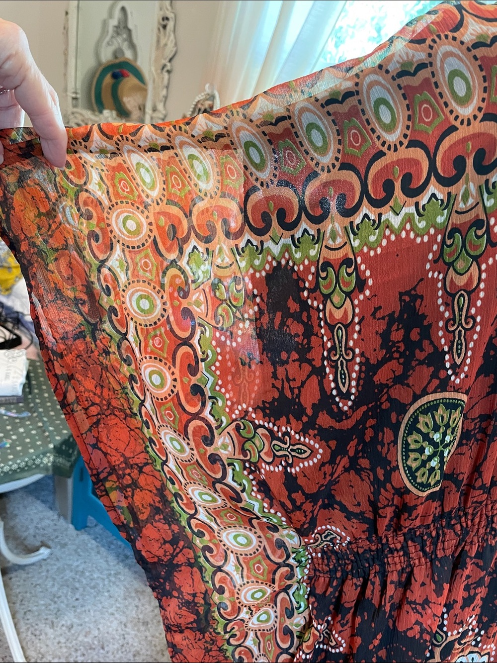 Bohemian V-Neck Floral Maxi Kaftan in Rust Red MPH Collection - Picture 12 of 13